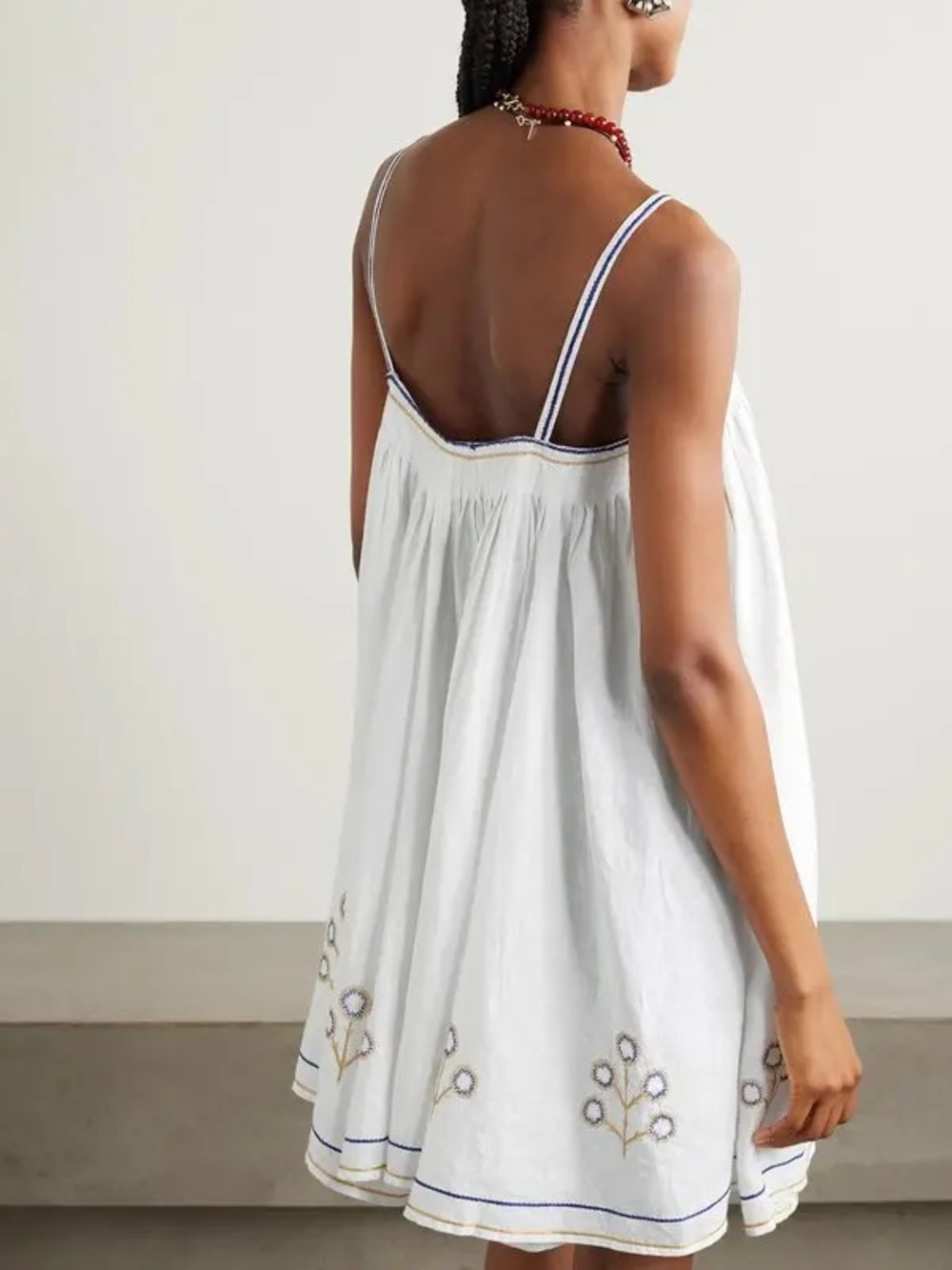 NWT Thierry Colson Zenobia Pintucked Embroidered Mini Dress size XS - Picture 2 of 10